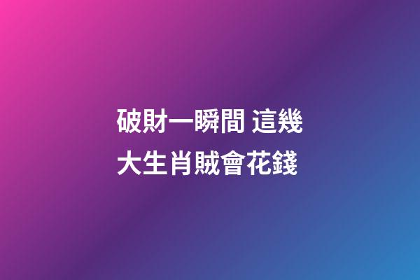 破財一瞬間 這幾大生肖賊會花錢